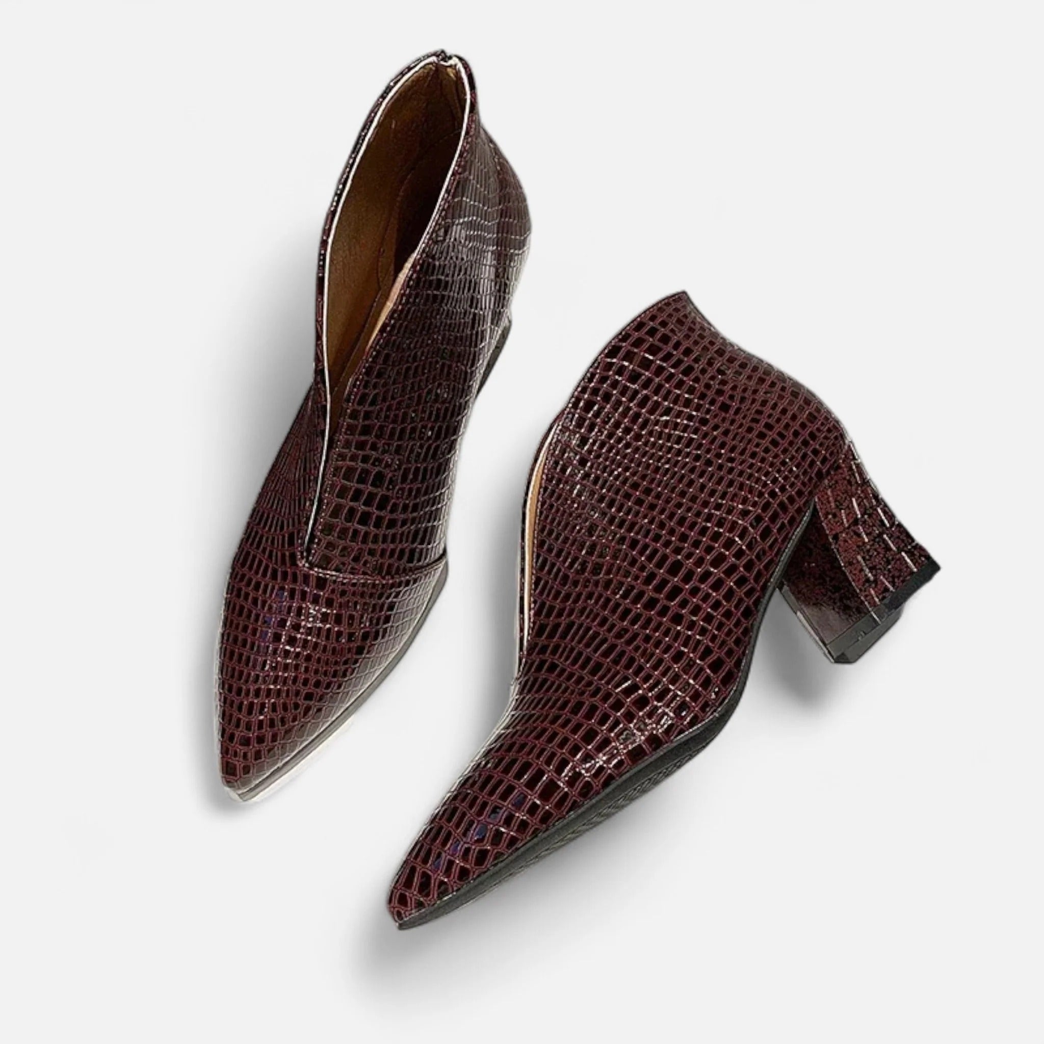 Moritz™ | Damen-Ankle-Boots aus Lackleder mit V-Ausschnitt