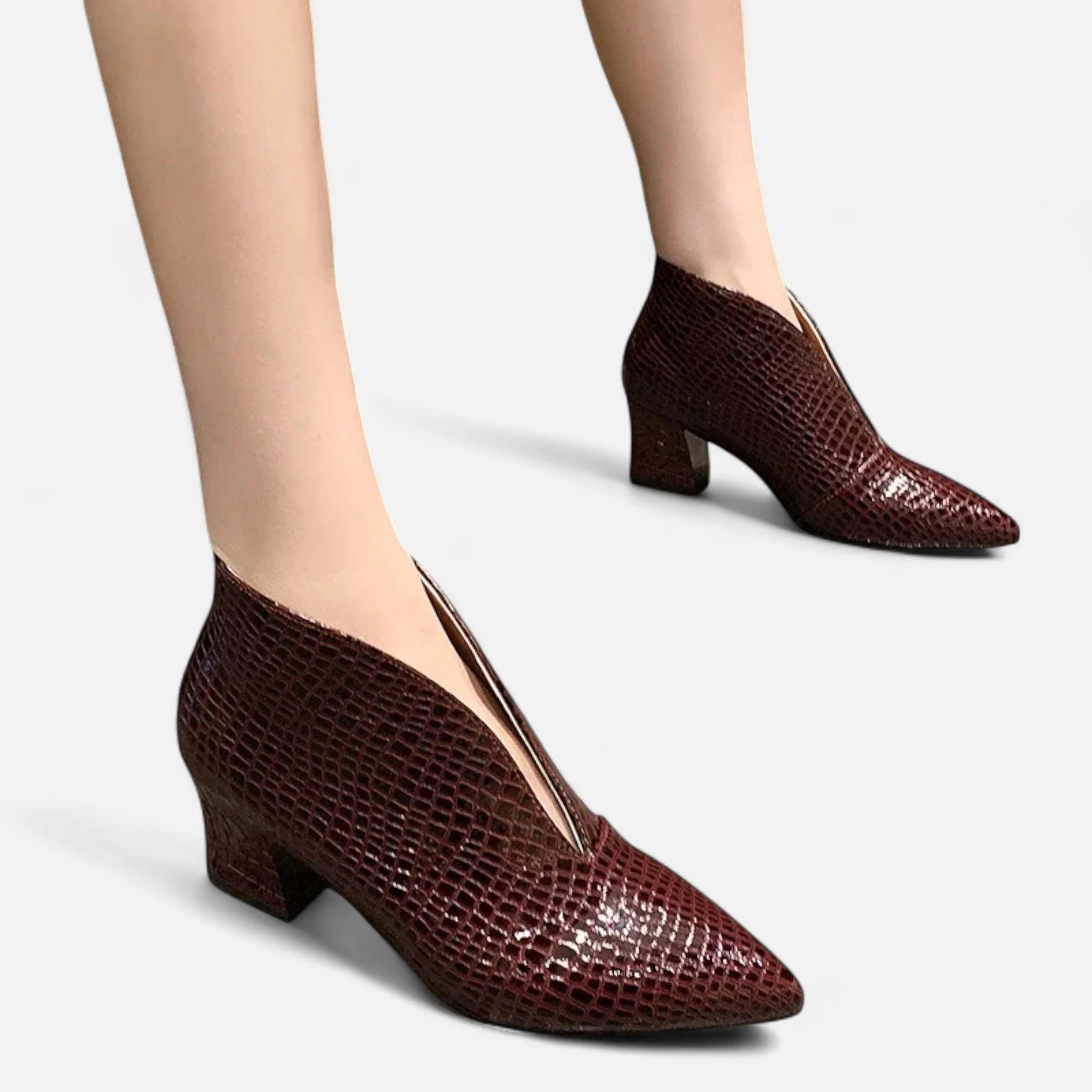 Moritz™ | Damen-Ankle-Boots aus Lackleder mit V-Ausschnitt