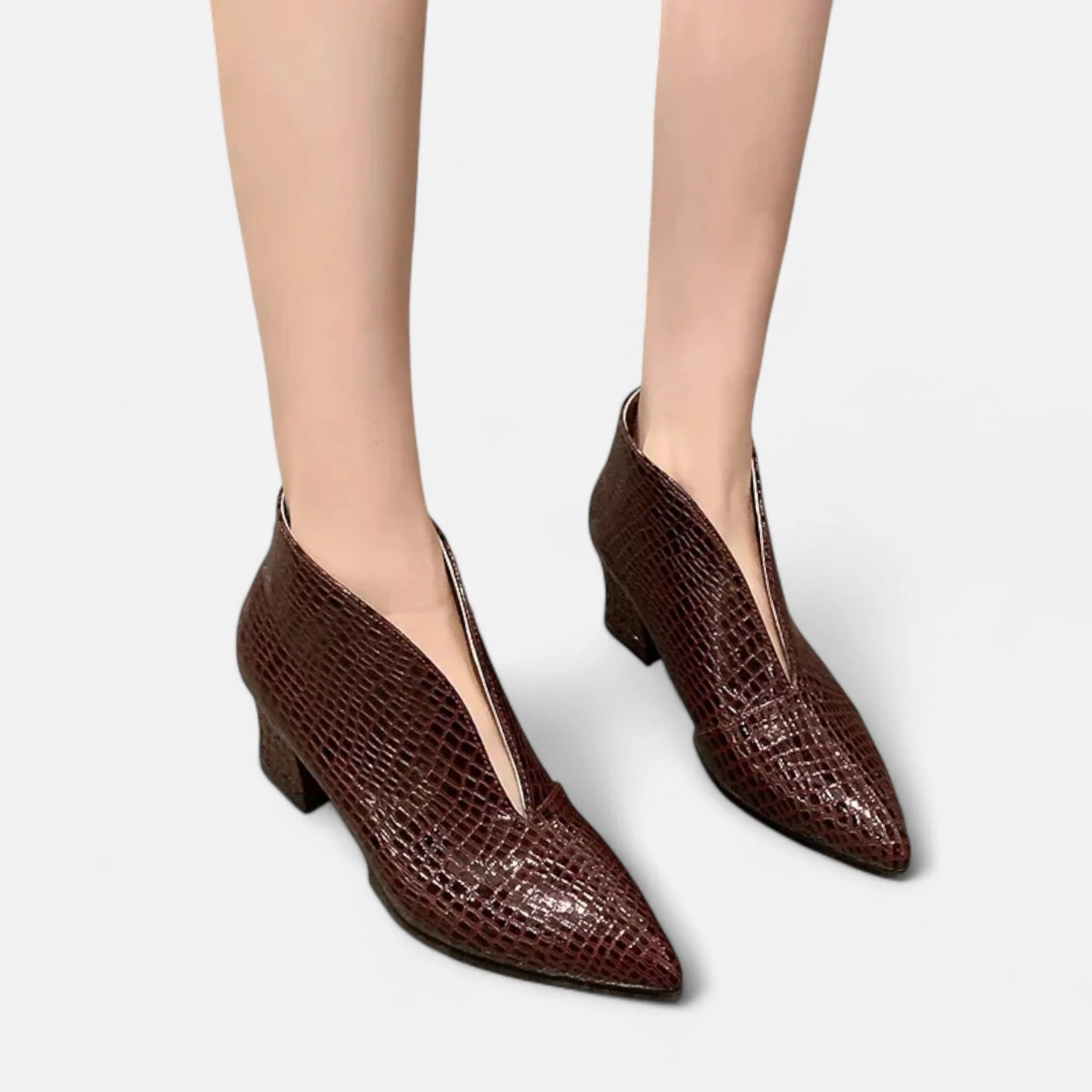 Moritz™ | Damen-Ankle-Boots aus Lackleder mit V-Ausschnitt